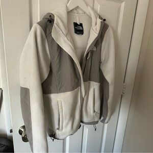 The North Face Gray and White Hooded Jacket